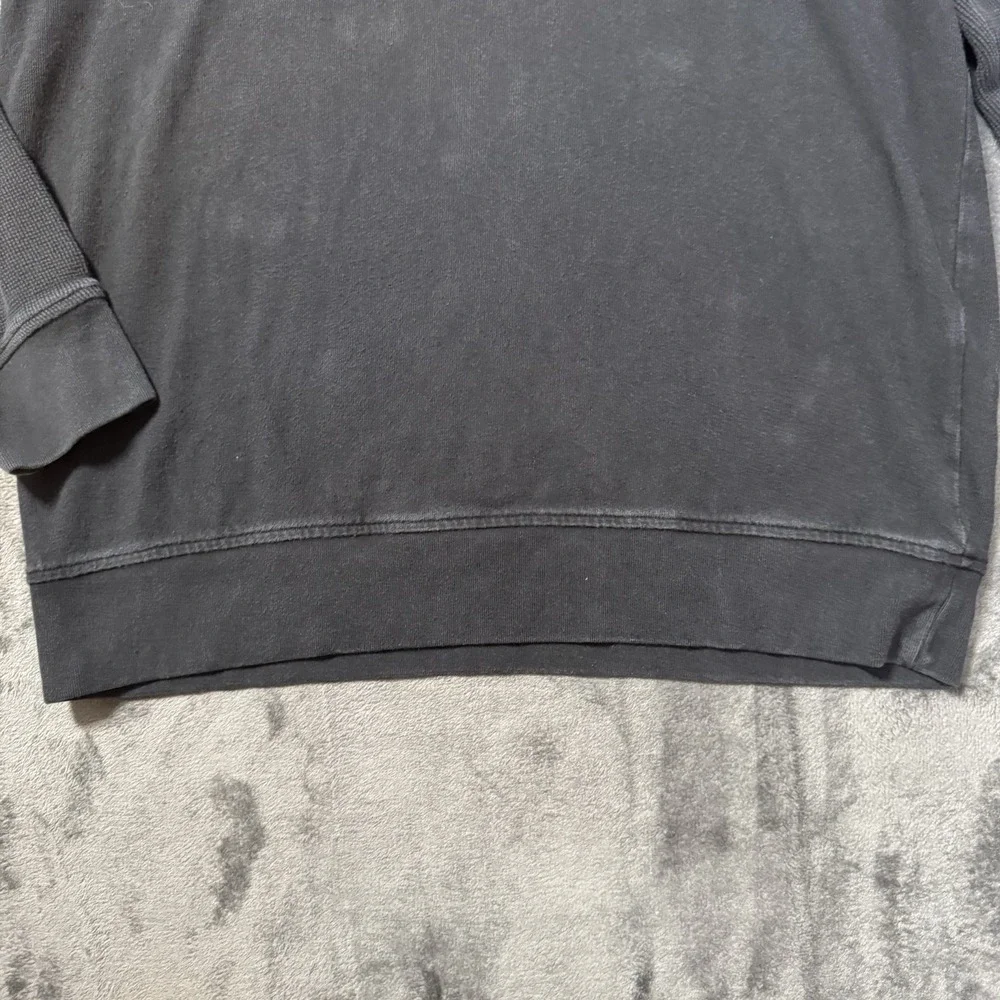 Banana Republic Mens L Black Quarter Zip Pullover Utility Pocket Waffle Knit